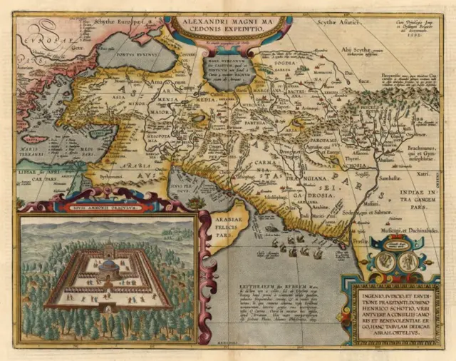 Alexander the Great's Expedition to Macedonia. Abraham Ortelius (1527-1598) Alexandri Magni Macedonis Expeditio. 1595