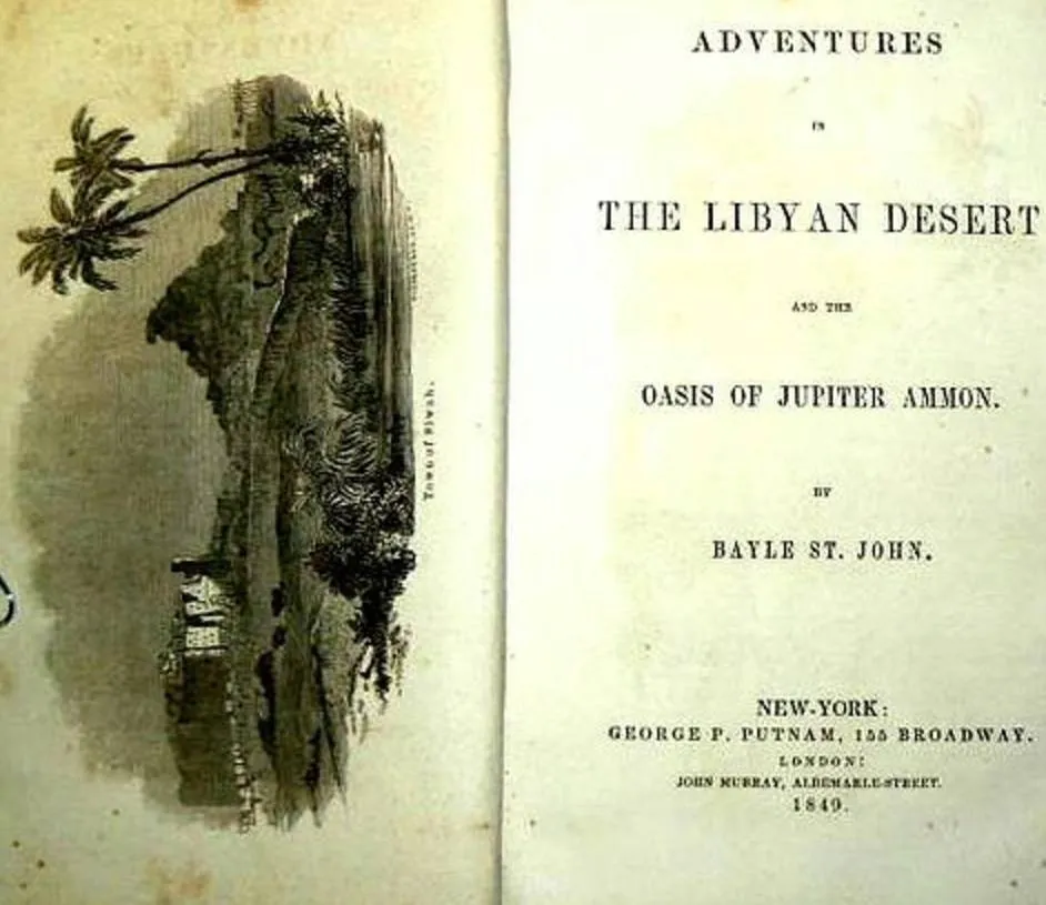 Map of Bayle St. John's journey to the Siwa Oasis
