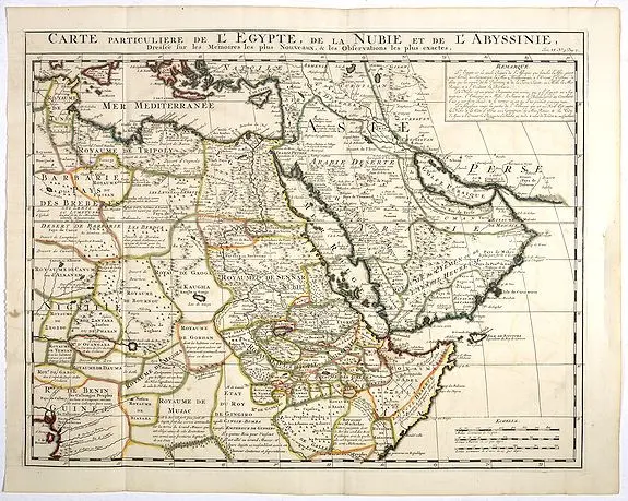 Carte de l'Égypte, de la Nubie, de l'Abyssinie, etc. 1707